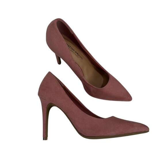 Christian Siriano Pink Faux Suede Pointed Toe Stiletto Heels Womens Shoes SZ 7.5 - Picture 12 of 14